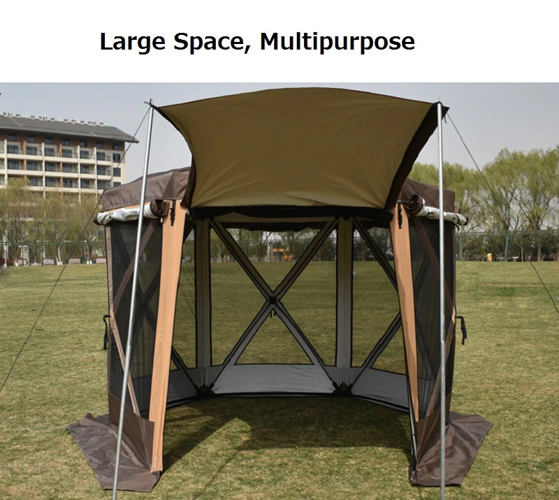 Cheap Goat Tents Outdoor Fully Automatic Camping Tent Movable Hexagonal Tent Pergola Awning Breathable Anti mosquito Family Party Travel Tent   